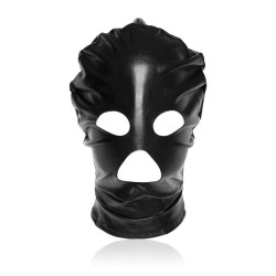 patent leather hood with open mouth and eyes