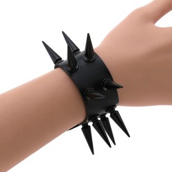 two row studded pu leather bracelet