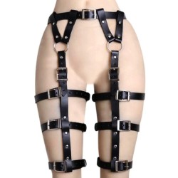 women punk leather harness adjustable garter belt